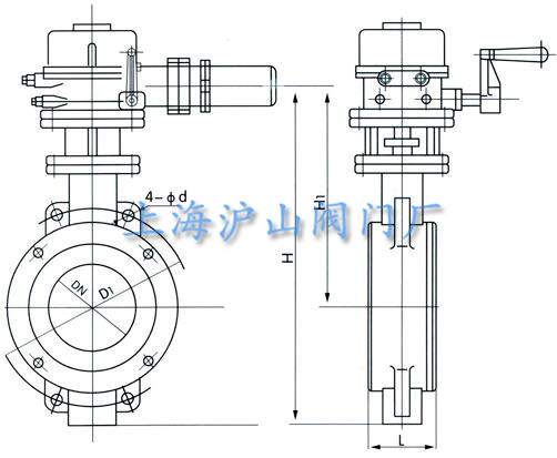 D973W-16P電動對夾硬密封蝶閥結(jié)構(gòu)圖