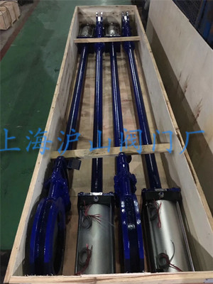 污水處理廠專用加長桿氣動刀閘發(fā)貨圖